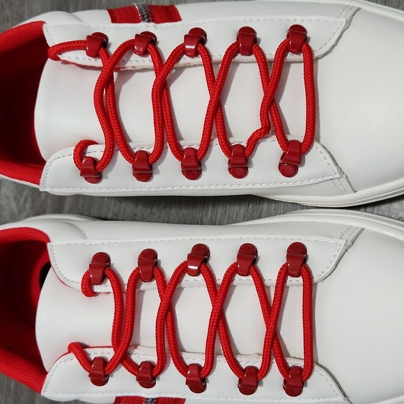 Journee Arden White and Red Sneakers with Silver Zipper Sides Womens Size 8 - Picture 3 of 11